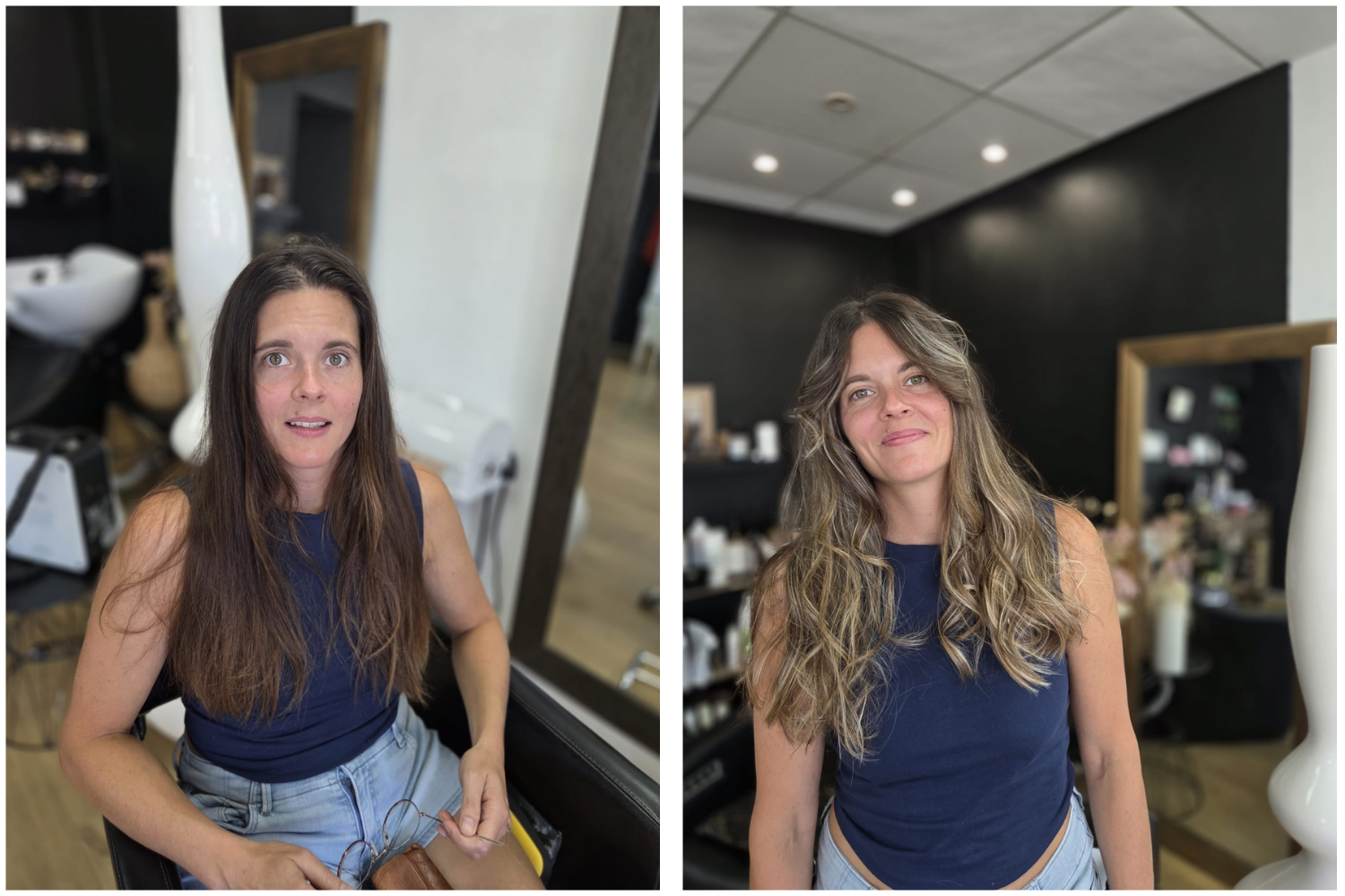 avant après relooking coiffure femme justine
